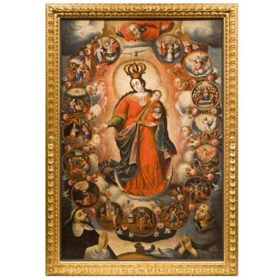 “La Virgen del Rosario” - An Exquisite Depiction of Faith and Baroque Grandeur!